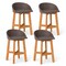Costway Outdoor Faux Rattan Bar Chairs Set of 2/4 Solid Acacia Wood Bar Stools for Porch Brown/Gray